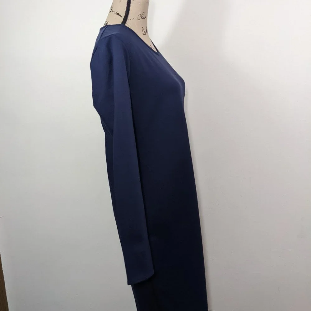NWT DKNY Navy Blue Dress Long Sleeve Back Cut Out Knee Length Size  10